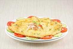 Pan-fried eggs with crab meat