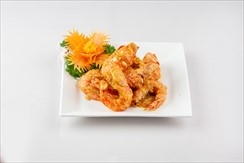 Fried tiger prawns coated with salted egg yolk (8pcs)